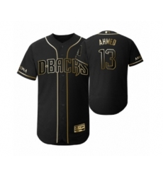 Men's 2019 Golden Edition Arizona Diamondbacks Black #13 Nick Ahmed Flex Base Jersey