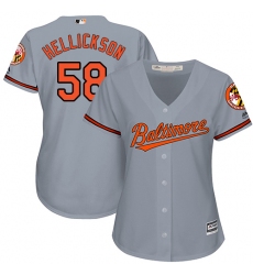 Women's Majestic Baltimore Orioles #58 Jeremy Hellickson Authentic Grey Road Cool Base MLB Jersey