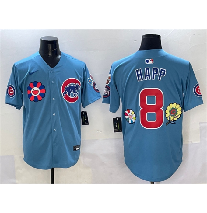 Men's Chicago Cubs #8 Ian Happ Blue 2025 Tokyo Series 2nd Alternate Limited Stitched Baseball Jersey
