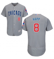 Men's Majestic Chicago Cubs #8 Ian Happ Grey Road Flexbase Authentic Collection MLB Jersey