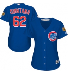 Women's Majestic Chicago Cubs #62 Jose Quintana Authentic Royal Blue Alternate MLB Jersey