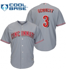 Youth Majestic Cincinnati Reds #3 Scooter Gennett Authentic Grey Road Cool Base MLB Jersey