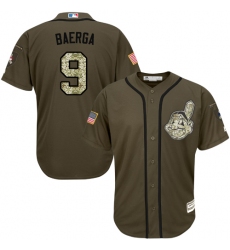 Men's Majestic Cleveland Indians #9 Carlos Baerga Authentic Green Salute to Service MLB Jersey