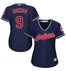 Women's Majestic Cleveland Indians #9 Carlos Baerga Authentic Navy Blue Alternate 1 Cool Base MLB Jersey