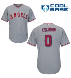 Men's Majestic Los Angeles Angels of Anaheim #0 Yunel Escobar Replica Grey Road Cool Base MLB Jersey