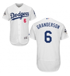 Men's Majestic Los Angeles Dodgers #6 Curtis Granderson Authentic White Home 2017 World Series Bound Flex Base MLB Jersey