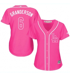 Women's Majestic Los Angeles Dodgers #6 Curtis Granderson Authentic Pink Fashion Cool Base MLB Jersey