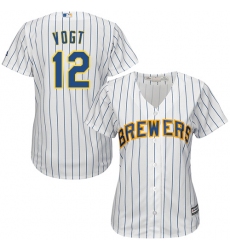 Women's Majestic Milwaukee Brewers #12 Stephen Vogt Replica White Alternate Cool Base MLB Jersey