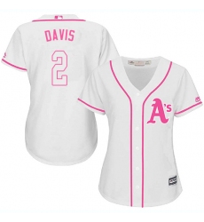 Women's Majestic Oakland Athletics #2 Khris Davis Authentic White Fashion Cool Base MLB Jersey