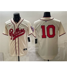 Men's Philadelphia Phillies #10 J.T. Realmuto Cream 2026 Field of Dreams Stadium Stitched Baseball Jersey