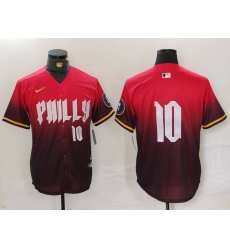 Mens Philadelphia Phillies #10 JT Realmuto Red 2024 City Connect Limited Stitched Jerse