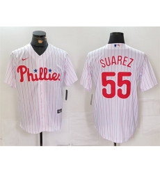 Men's Philadelphia Phillies #55 Ranger Suárez White Cool Base Stitched Jersey