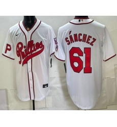 Men's Philadelphia Phillies #61 Cristopher Sanchez White 2026 Field of Dreams Stadium Stitched Jersey