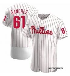 Men's Philadelphia Phillies #61 Cristopher Sanchez White Flex Base Stitched Baseball Jersey