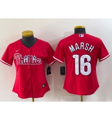 Women's Philadelphia Phillies #16 Brandon Marsh Red Stitched Cool Base Jersey