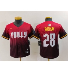 Youth Philadelphia Phillies #28 Alec Bohm Red 2024 City Connect Limited Jersey