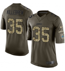 Men's Nike Detroit Lions #35 Miles Killebrew Elite Green Salute to Service NFL Jersey