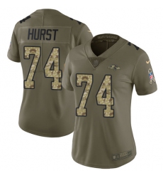 Women's Nike Baltimore Ravens #74 James Hurst Limited Olive/Camo Salute to Service NFL Jersey