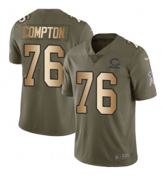 Men's Nike Chicago Bears #76 Tom Compton Limited Olive/Gold Salute to Service NFL Jersey