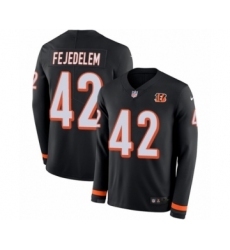 Youth Nike Cincinnati Bengals #42 Clayton Fejedelem Limited Black Therma Long Sleeve NFL Jersey