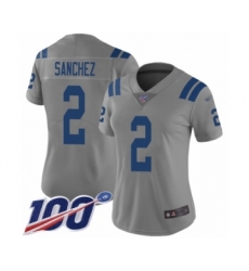 Women's Indianapolis Colts #2 Rigoberto Sanchez Limited Gray Inverted Legend 100th Season Football Jersey