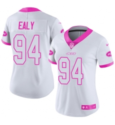 Women's Nike New York Jets #94 Kony Ealy Limited White/Pink Rush Fashion NFL Jersey