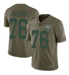 Youth Nike New York Jets #76 Wesley Johnson Limited Olive 2017 Salute to Service NFL Jersey