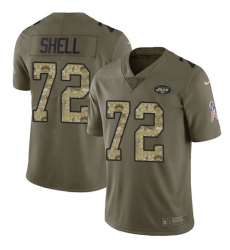 Youth Nike New York Jets #72 Brandon Shell Limited Olive/Camo 2017 Salute to Service NFL Jersey