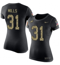 Women's Nike Philadelphia Eagles #31 Jalen Mills Black Camo Salute to Service T-Shirt