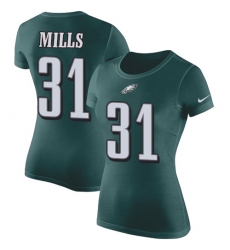 Women's Nike Philadelphia Eagles #31 Jalen Mills Green Rush Pride Name & Number T-Shirt