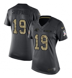 Women's Nike Carolina Panthers #19 Russell Shepard Limited Black 2016 Salute to Service NFL Jersey