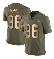 Men's Nike Denver Broncos #96 Shelby Harris Limited Olive/Gold 2017 Salute to Service NFL Jersey