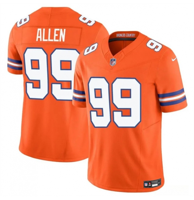 Men's Denver Broncos #99 Zach Allen Orange F.U.S.E. Mile High Collection 1977 Throwback Vapor Limited Football Stitched Jersey