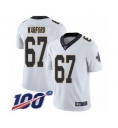 Men's New Orleans Saints #67 Larry Warford White Vapor Untouchable Limited Player 100th Season Football Jersey