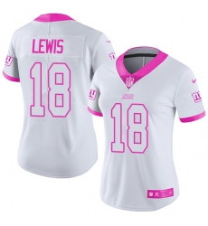 Women's Nike New York Giants #18 Roger Lewis Limited White/Pink Rush Fashion NFL Jersey