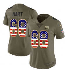 Women's Nike New York Giants #68 Bobby Hart Limited Olive/USA Flag 2017 Salute to Service NFL Jersey