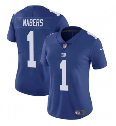 Women's New York Giants #1 Malik Nabers Blue Vapor Stitched Jersey(Run Small)