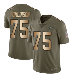 Men's Nike San Francisco 49ers #75 Laken Tomlinson Limited Olive/Gold 2017 Salute to Service NFL Jersey