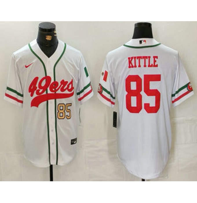 Men's San Francisco 49ers #85 George Kittle Number White Mexico Cool Base Stitched Baseball Jersey