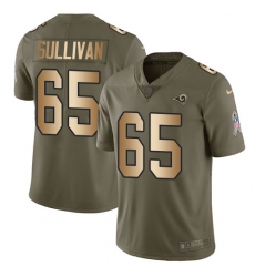 Youth Nike Los Angeles Rams #65 John Sullivan Limited Olive/Gold 2017 Salute to Service NFL Jersey