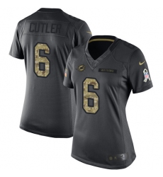 Women's Nike Miami Dolphins #6 Jay Cutler Limited Black 2016 Salute to Service NFL Jersey
