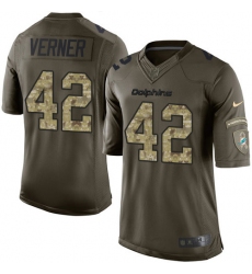 Men's Nike Miami Dolphins #42 Alterraun Verner Elite Green Salute to Service NFL Jersey