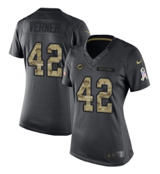 Women's Nike Miami Dolphins #42 Alterraun Verner Limited Black 2016 Salute to Service NFL Jersey