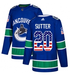 Men's Adidas Vancouver Canucks #20 Brandon Sutter Authentic Blue USA Flag Fashion NHL Jersey