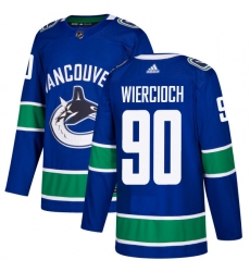 Men's Adidas Vancouver Canucks #90 Patrick Wiercioch Authentic Blue Home NHL Jersey