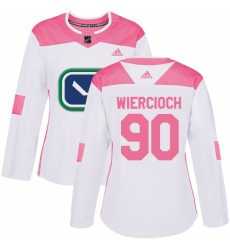 Women's Adidas Vancouver Canucks #90 Patrick Wiercioch Authentic White/Pink Fashion NHL Jersey