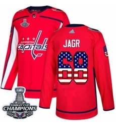 Youth Adidas Washington Capitals #68 Jaromir Jagr Authentic Red USA Flag Fashion 2018 Stanley Cup Final Champions NHL Jersey
