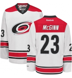 Women's Reebok Carolina Hurricanes #23 Brock McGinn Authentic White Away NHL Jersey