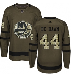 Men's Adidas New York Islanders #44 Calvin de Haan Authentic Green Salute to Service NHL Jersey