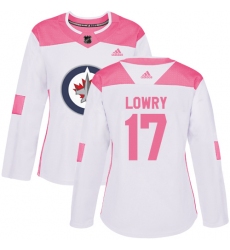 Women's Adidas Winnipeg Jets #17 Adam Lowry Authentic White/Pink Fashion NHL Jersey